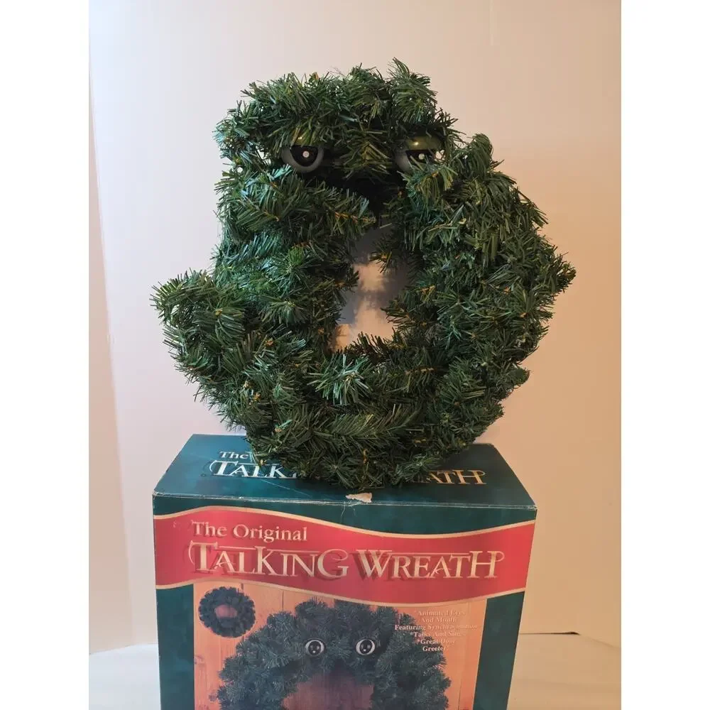 NOS Vintage Animated The Original Talking Christmas Wreath Gemmy 1997